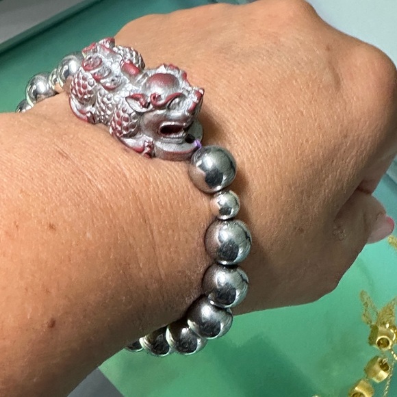 HEMATITE + CINNABAR NATURAL BRACELET size 7” - Picture 8 of 12